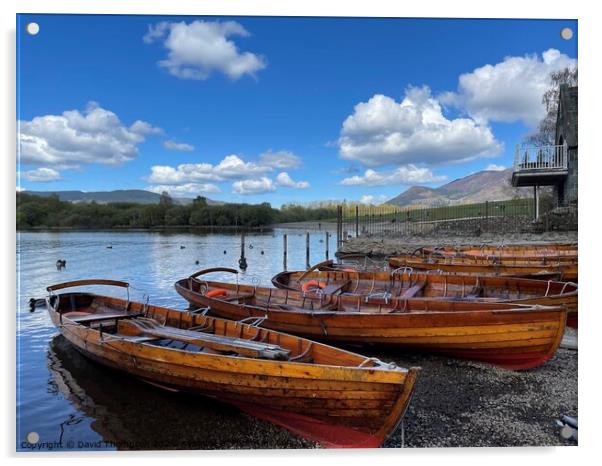 Keswick Rowing Boats Acrylic by David Thompson