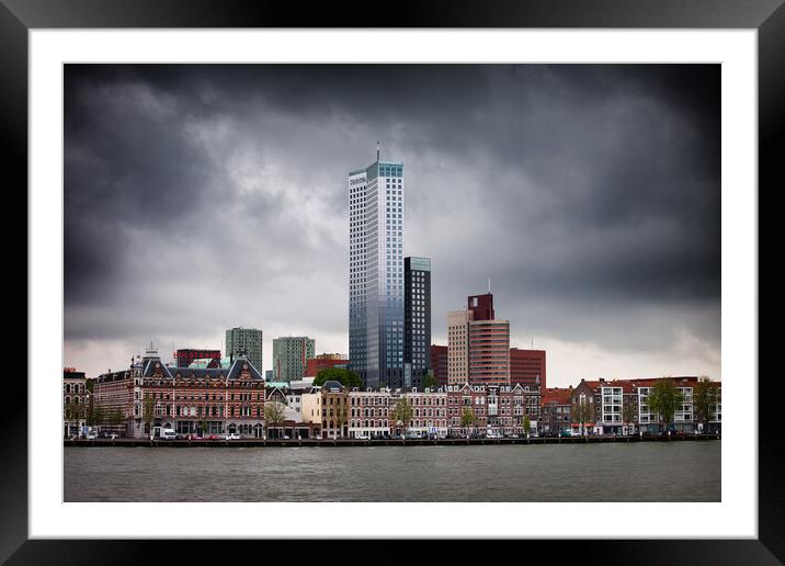 City of Rotterdam Skyline in Holland Framed Mounted Print by Artur Bogacki