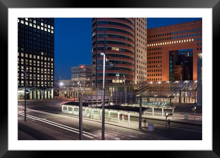 Rotterdam City Downtown at Night Framed Mounted Print by Artur Bogacki