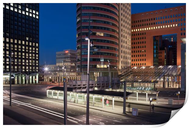 Rotterdam City Downtown at Night Print by Artur Bogacki