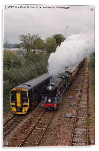 Modern vs Old railway traction  Acrylic by Duncan Savidge