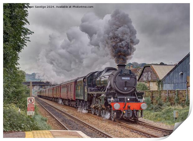 Black 5 steam train powers through Oldfield Park railway station  Print by Duncan Savidge
