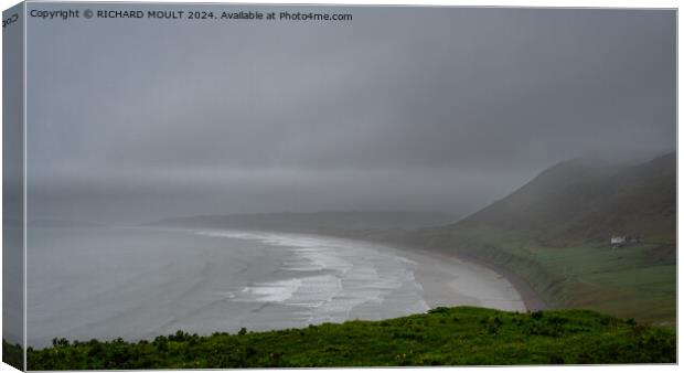 Beautiful Atmospheric Rhossili Bay on Gower Canvas Print by RICHARD MOULT