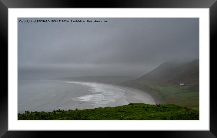 Beautiful Atmospheric Rhossili Bay on Gower Framed Mounted Print by RICHARD MOULT