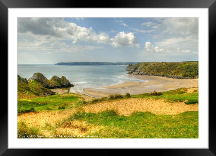 Three Cliffs Bay Gower Peninsula Wales Framed Mounted Print by Diana Mower
