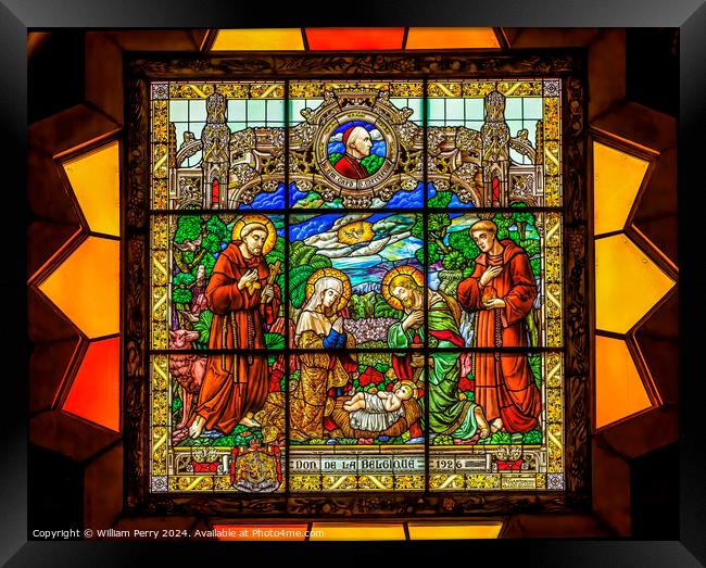 Nativity Stained Glass Saint Catherine Church Bethlehem Framed Print by William Perry