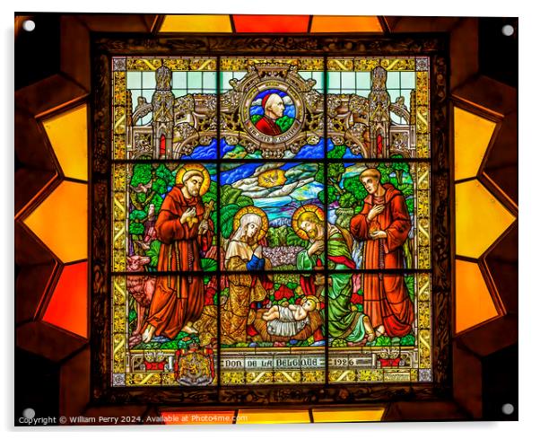Nativity Stained Glass Saint Catherine Church Bethlehem Acrylic by William Perry