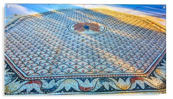 Octagon Mosaic Peter's House Sea of Galilee Capernaum Israel  Acrylic by William Perry