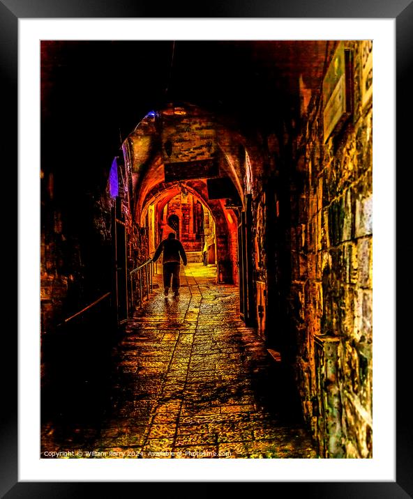 Old Stone Street Jewish Quarter Old City  Jerusalem Israel Framed Mounted Print by William Perry