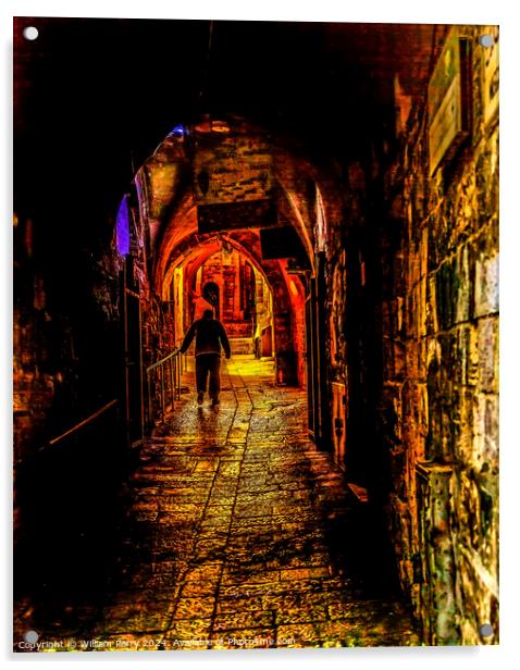 Old Stone Street Jewish Quarter Old City  Jerusalem Israel Acrylic by William Perry