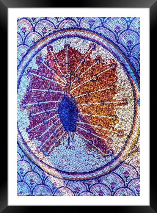 Octagon Pheasant Mosaic Peter's House Capernaum Israel  Framed Mounted Print by William Perry