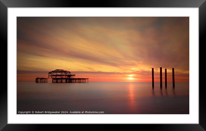 Sunset at Brighton West Pier Framed Mounted Print by Robert Bridgewater