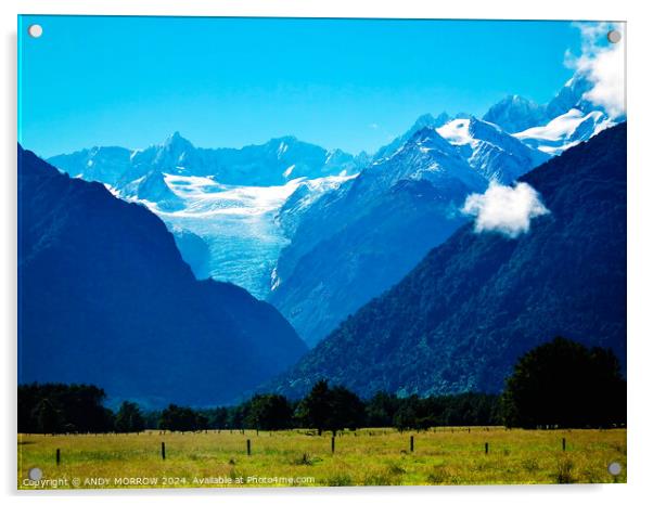 Fox Glacier South Island New Zealand Acrylic by ANDY MORROW