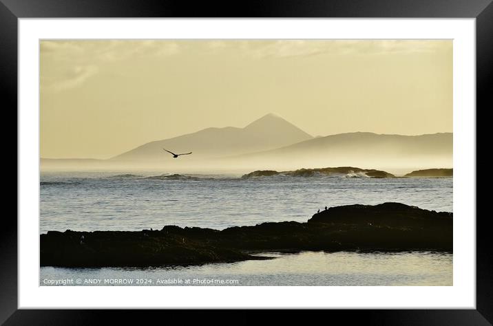 Croagh Patrick Holy Mountain from Inishbofin Island Framed Mounted Print by ANDY MORROW