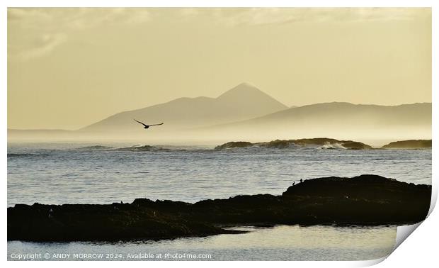 Croagh Patrick Holy Mountain from Inishbofin Island Print by ANDY MORROW