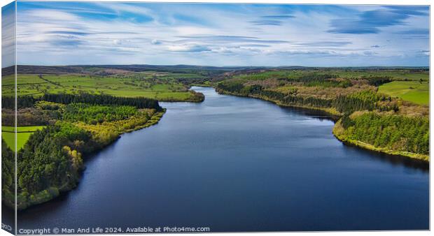 Tranquil Lake Aerial View in North Yorkshire Canvas Print by Man And Life