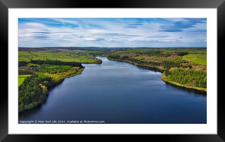 Tranquil Lake Aerial View in North Yorkshire Framed Mounted Print by Man And Life
