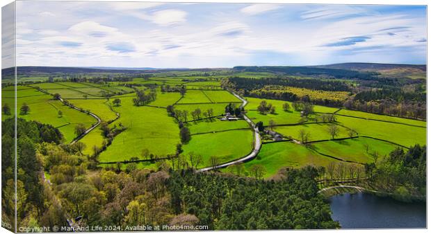 Verdant Countryside Aerial View in North Yorkshire Canvas Print by Man And Life