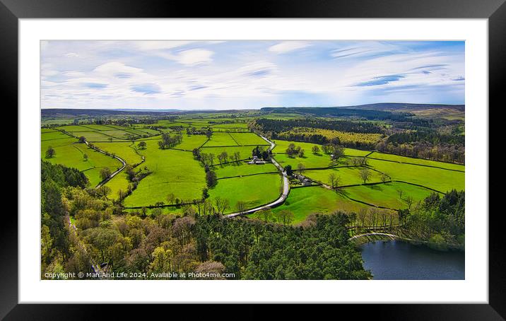 Verdant Countryside Aerial View in North Yorkshire Framed Mounted Print by Man And Life