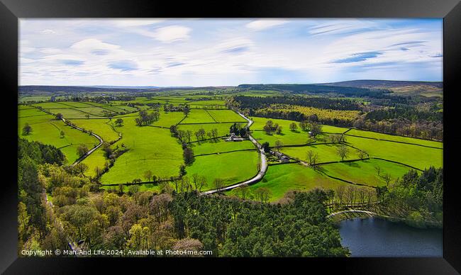 Verdant Countryside Aerial View in North Yorkshire Framed Print by Man And Life