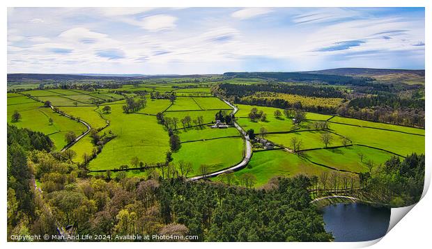 Verdant Countryside Aerial View in North Yorkshire Print by Man And Life