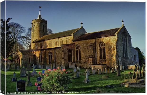 St Mary Long Stratton Late Light Canvas Print by Darren Burroughs