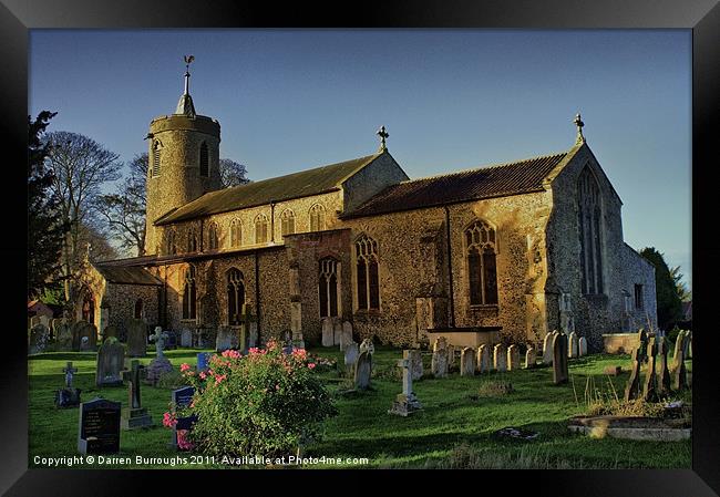 St Mary Long Stratton Late Light Framed Print by Darren Burroughs