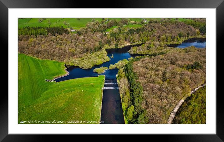 Verdant Landscape with Waterways in North Yorkshire Framed Mounted Print by Man And Life