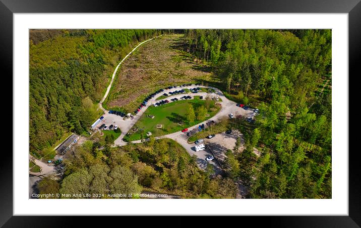 Aerial View of Forest Parking Area in North Yorkshire Framed Mounted Print by Man And Life