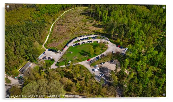 Aerial View of Forest Parking Area in North Yorkshire Acrylic by Man And Life