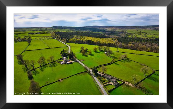 Verdant Countryside Aerial View in North Yorkshire Framed Mounted Print by Man And Life