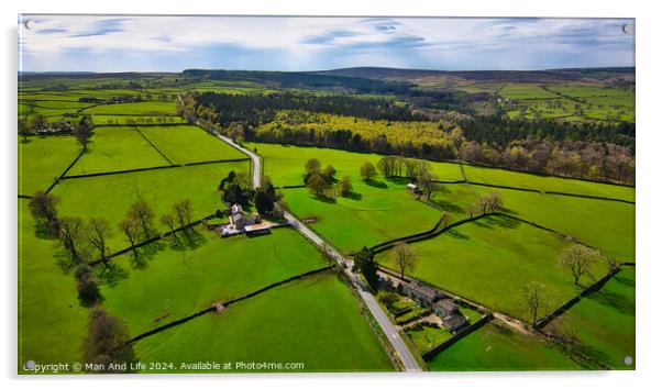 Verdant Countryside Aerial View in North Yorkshire Acrylic by Man And Life