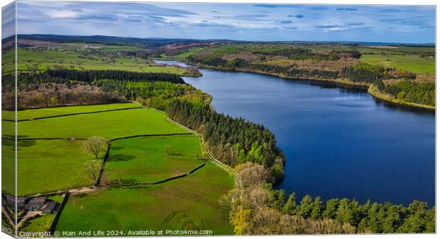 Serene Lake Aerial View in North Yorkshire Canvas Print by Man And Life