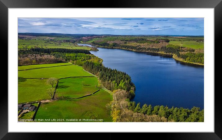 Serene Lake Aerial View in North Yorkshire Framed Mounted Print by Man And Life