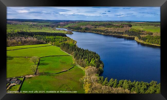 Serene Lake Aerial View in North Yorkshire Framed Print by Man And Life