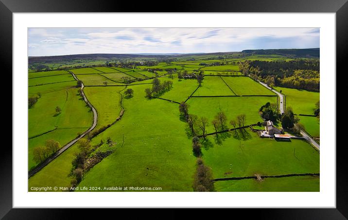 Rural Greenery from Above in North Yorkshire Framed Mounted Print by Man And Life