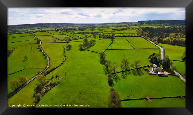 Rural Greenery from Above in North Yorkshire Framed Print by Man And Life
