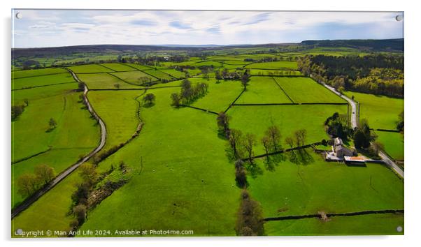 Rural Greenery from Above in North Yorkshire Acrylic by Man And Life