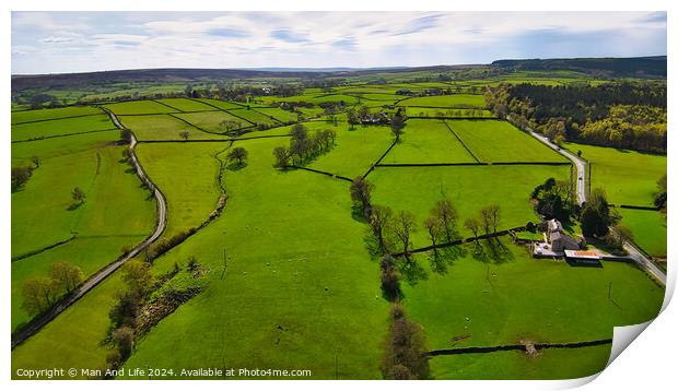 Rural Greenery from Above in North Yorkshire Print by Man And Life