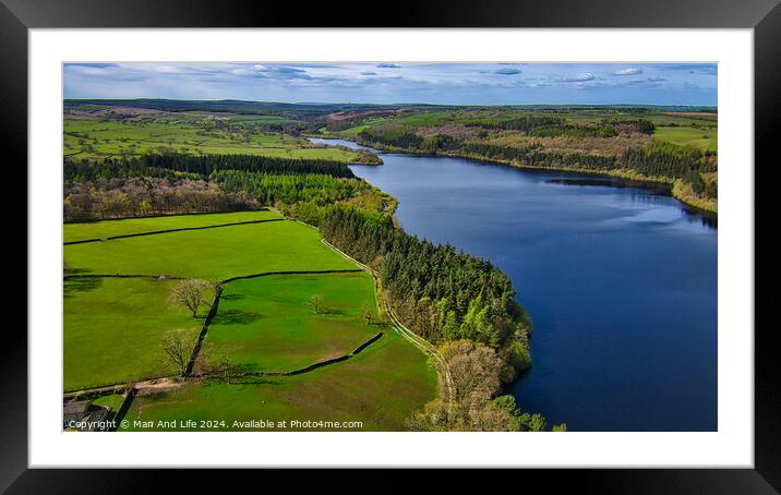 Scenic River and Forest Aerial View in North Yorkshire Framed Mounted Print by Man And Life