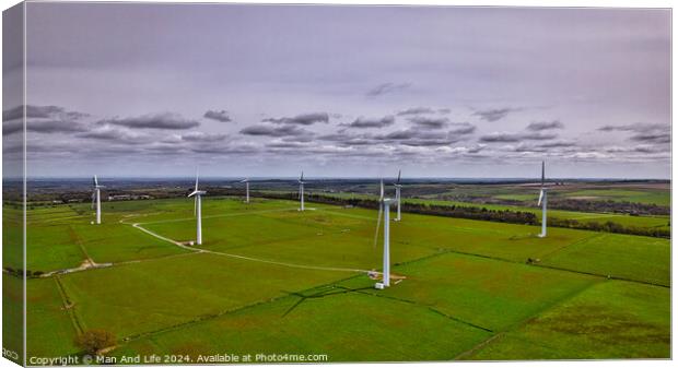 Wind Turbines in Green Fields in North Yorkshire Canvas Print by Man And Life