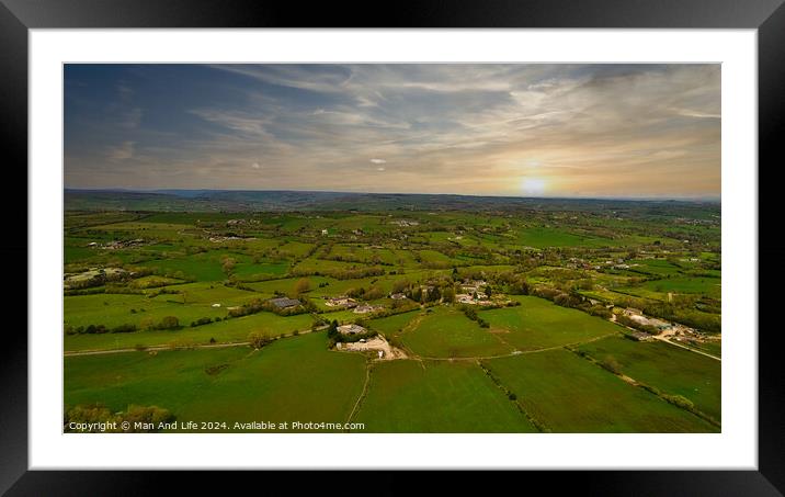 Sunset Over Countryside Aerial View in North Yorkshire Framed Mounted Print by Man And Life