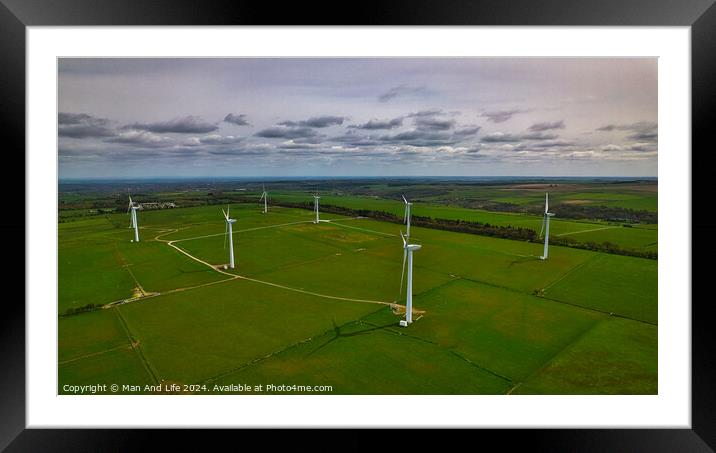 Sustainable Wind Farm in Rural Landscape in North Yorkshire Framed Mounted Print by Man And Life