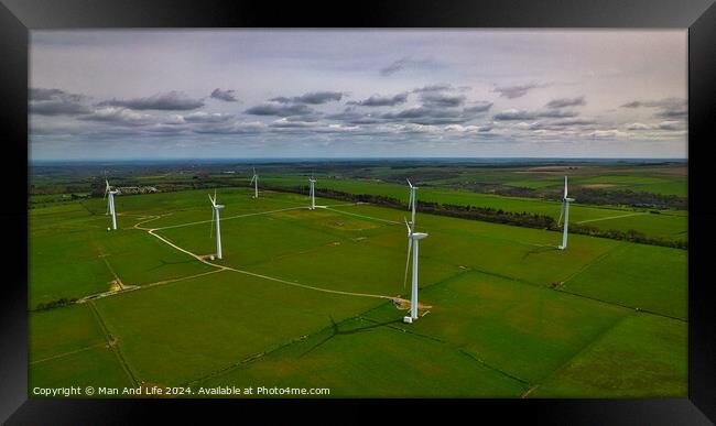 Sustainable Wind Farm in Rural Landscape in North Yorkshire Framed Print by Man And Life