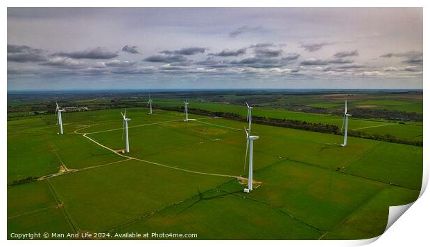 Sustainable Wind Farm in Rural Landscape in North Yorkshire Print by Man And Life