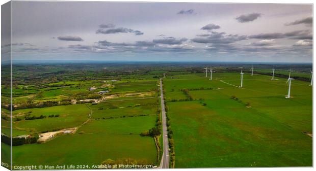 Green Energy Landscape in North Yorkshire on A59 Canvas Print by Man And Life
