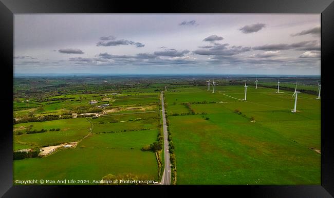 Green Energy Landscape in North Yorkshire on A59 Framed Print by Man And Life