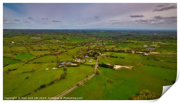 Verdant Rural Landscape from Above in North Yorkshire Print by Man And Life