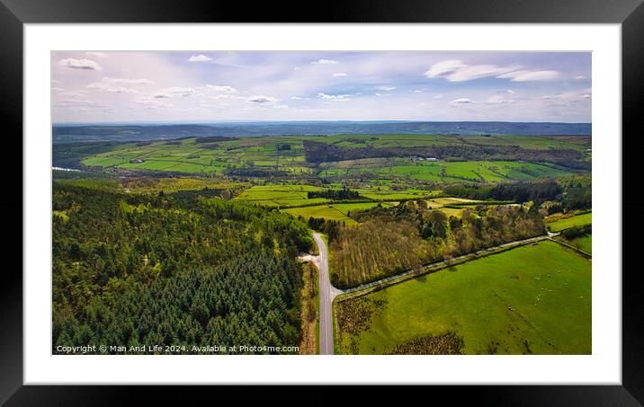 Verdant Landscape from Above in North Yorkshire Framed Mounted Print by Man And Life