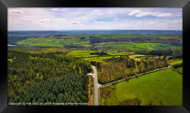 Verdant Landscape from Above in North Yorkshire Framed Print by Man And Life